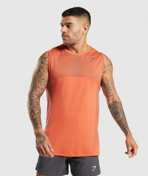 Men's Gymshark Apex Seamless Tanks Orange | CA 73ND16